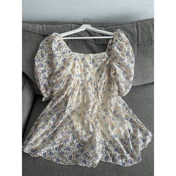 Storia Floral Femenine Romantic Babydoll Mini Dress M Fairy Coquette Spring - Picture 5 of 16